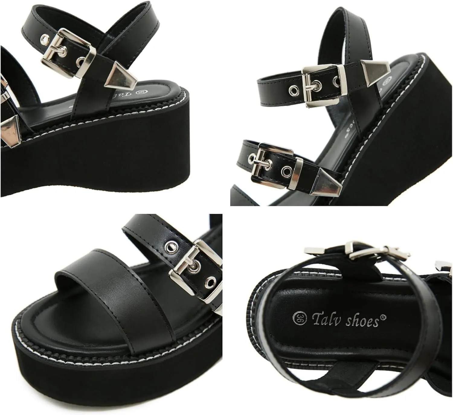 Women's Platform Chunky Heels Sandals with Ankle Buckle Summer Casual Open Toe Roman Sandals Fashion Comfort Slingback Minimalist Gothic Sandals