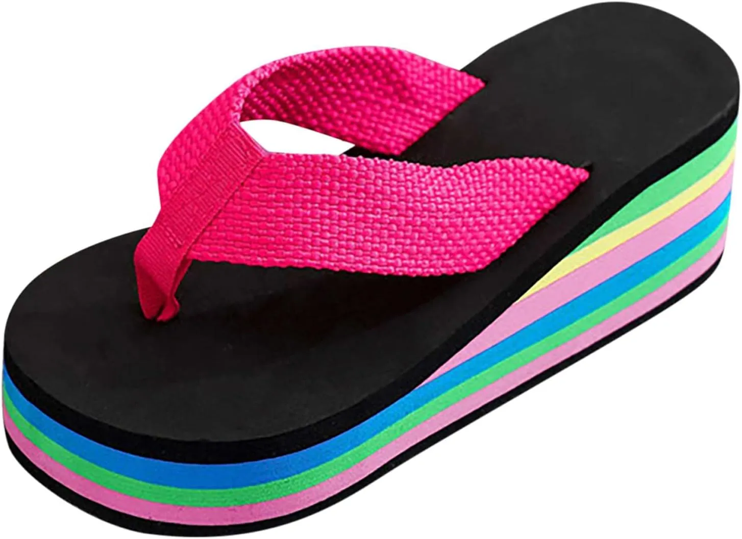 Women's Platform Wedge Sandals Lazy Slip On Flip Flops Clip On Arch Support Soft Soles Casual Beach Thong Slippers Breathable Bohemian Non Slip Boho Cozy Leisure Wide ballet women memory C65-Red