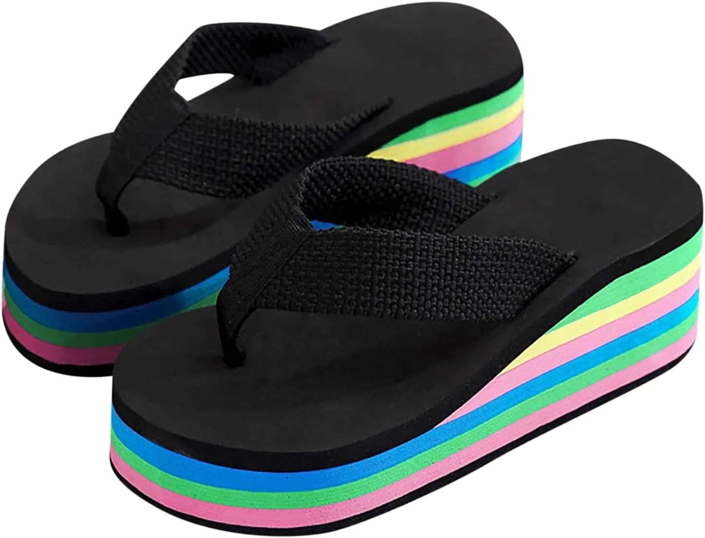 Women's Platform Wedge Sandals Lazy Slip On Flip Flops Clip On Arch Support Soft Soles Casual Beach Thong Slippers Breathable Bohemian Non Slip Boho Cozy Leisure Wide ballet women memory C65-Red