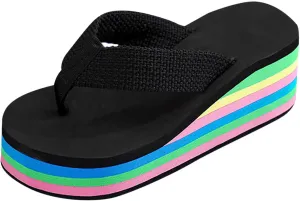Women's Platform Wedge Sandals Lazy Slip On Flip Flops Clip On Arch Support Soft Soles Casual Beach Thong Slippers Breathable Bohemian Non Slip Boho Cozy Leisure Wide ballet women memory C65-Red