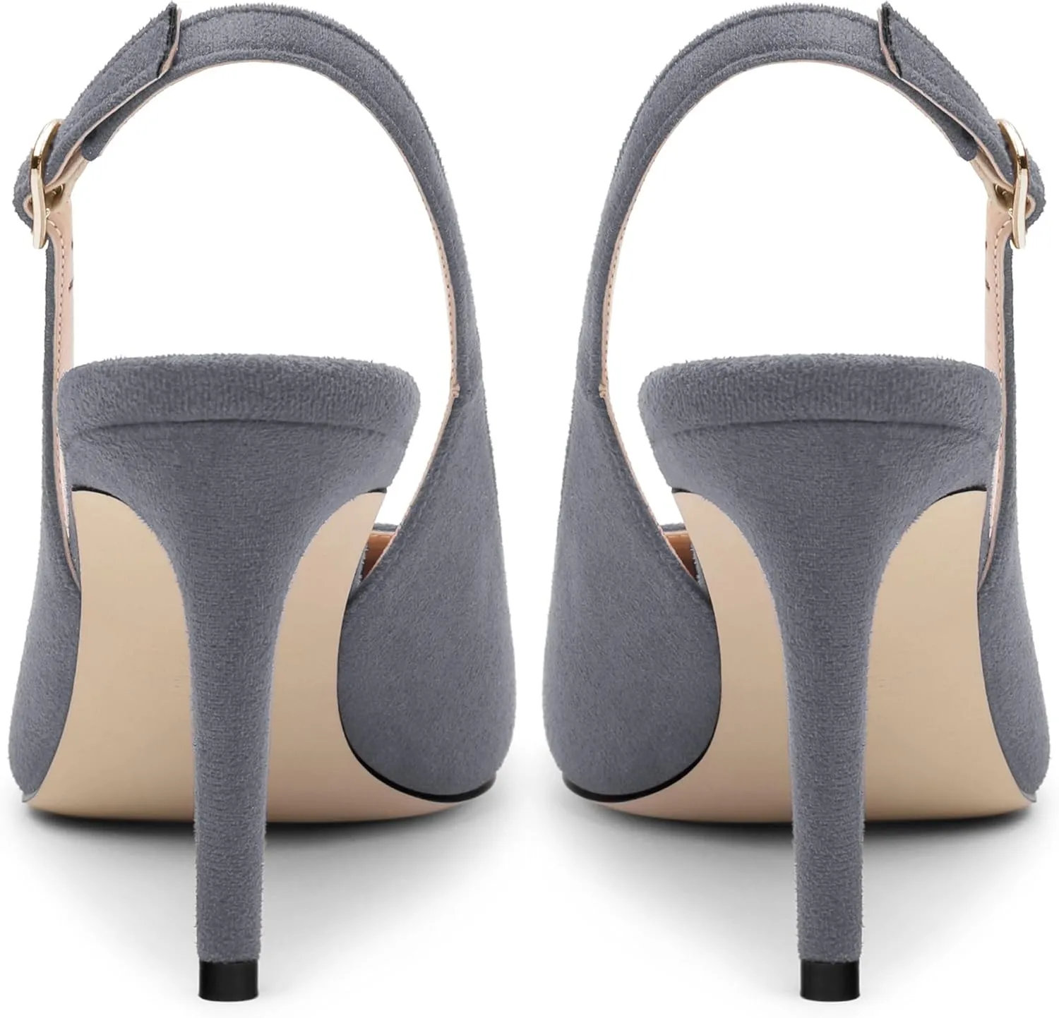 Women's Slingback Suede Pointed Toe Wedding Dress Buckle Comfort Stiletto High Heels Pumps Shoes 3.35 Inch