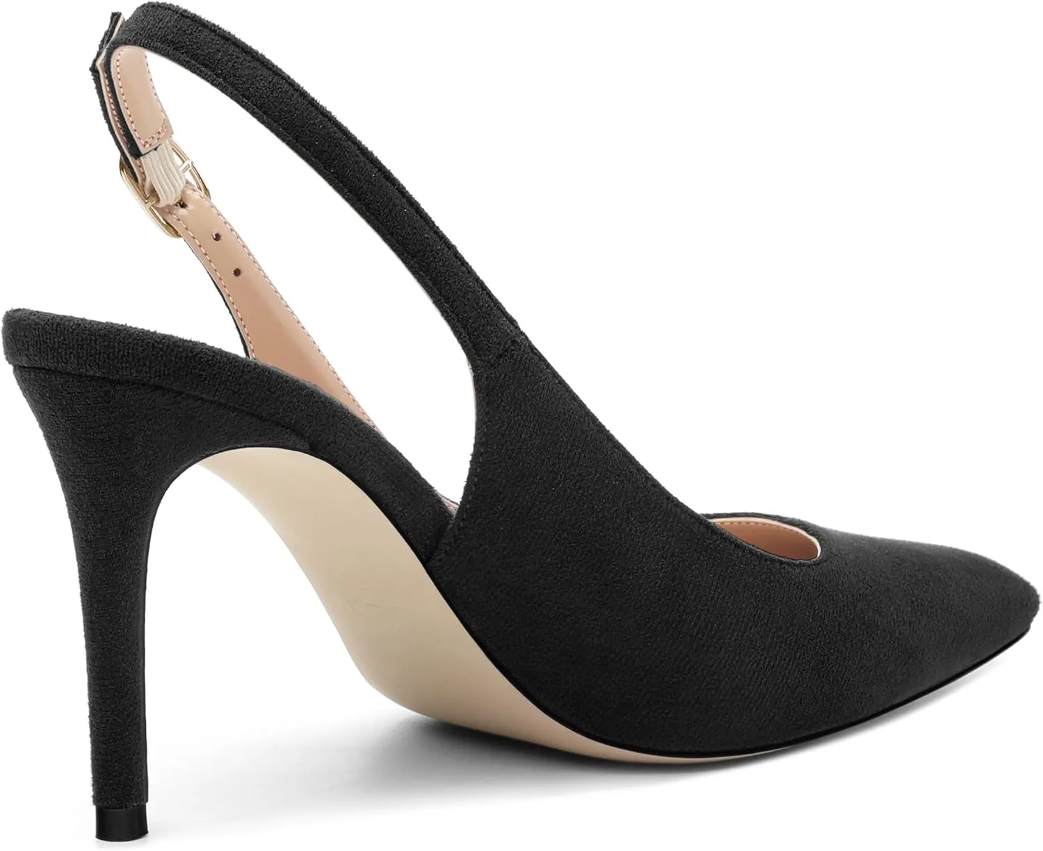 Women's Slingback Suede Pointed Toe Wedding Dress Buckle Comfort Stiletto High Heels Pumps Shoes 3.35 Inch