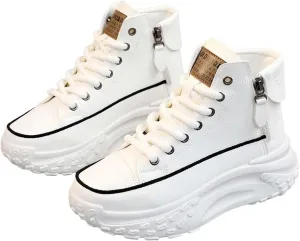 Women's Thick Sole Shoes Fashionable Round Toe Casual Shoes Women's Casual Shoes Height Increasing Shoes Beige