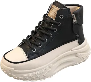 Women's Thick Sole Shoes Fashionable Round Toe Casual Shoes Women's Casual Shoes Height Increasing Shoes Beige