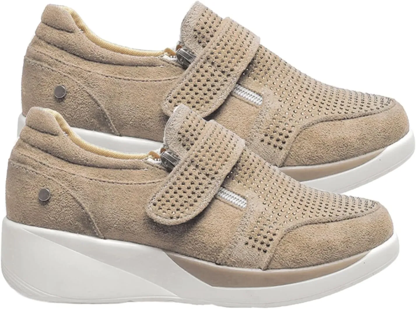 Womens Wedges Breathable Thick Sole Casual Sport Shoes Closed Toe Heeled Comfortable Fashion Sneakers No Lace Comfy Outdoor Walking Shoes for Ladies