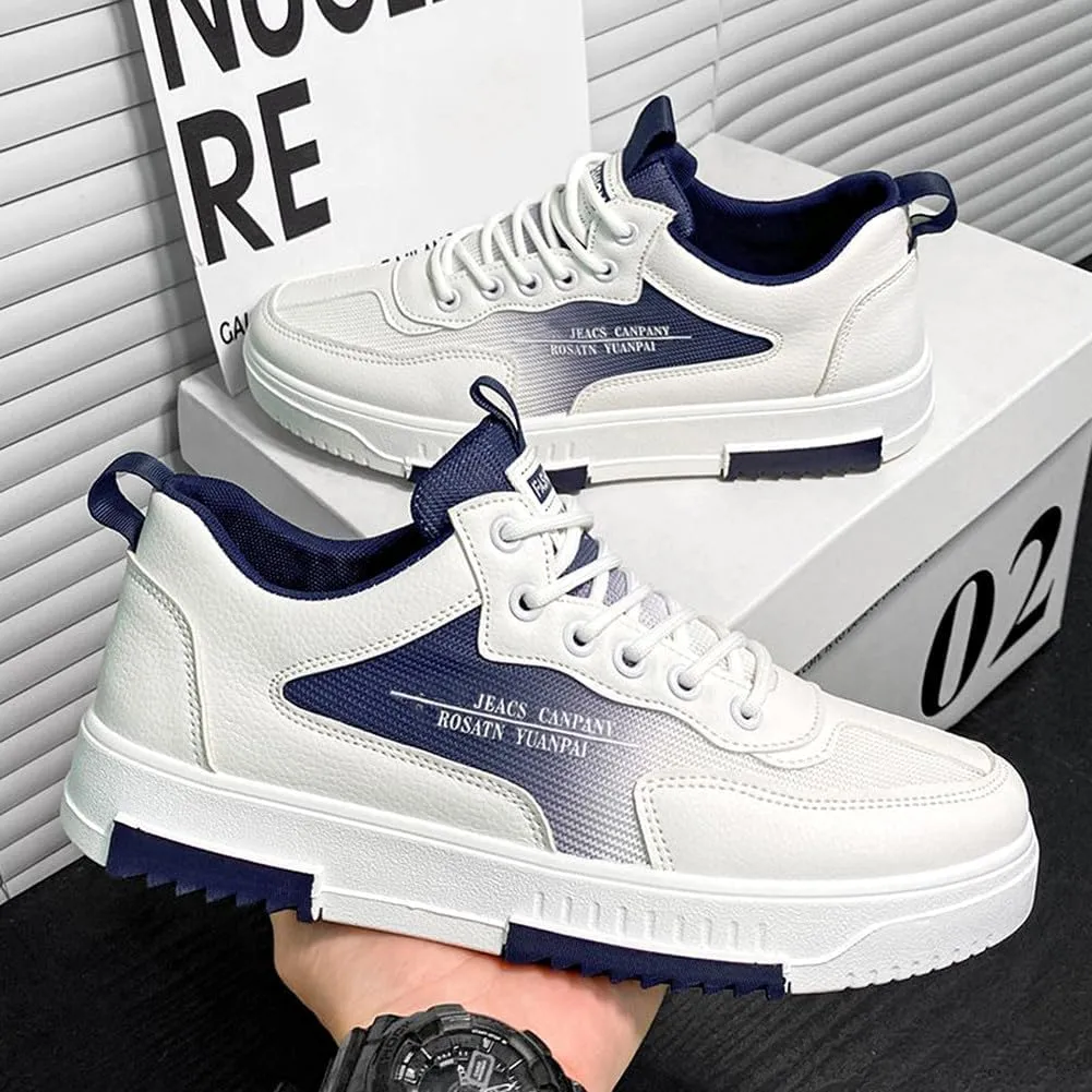 YAXE Men's Casual Comfortable High Top Lace Up Skateboard Shoes Soft Soles Anti Slip and Shock-Absorbing Walking Sneakers