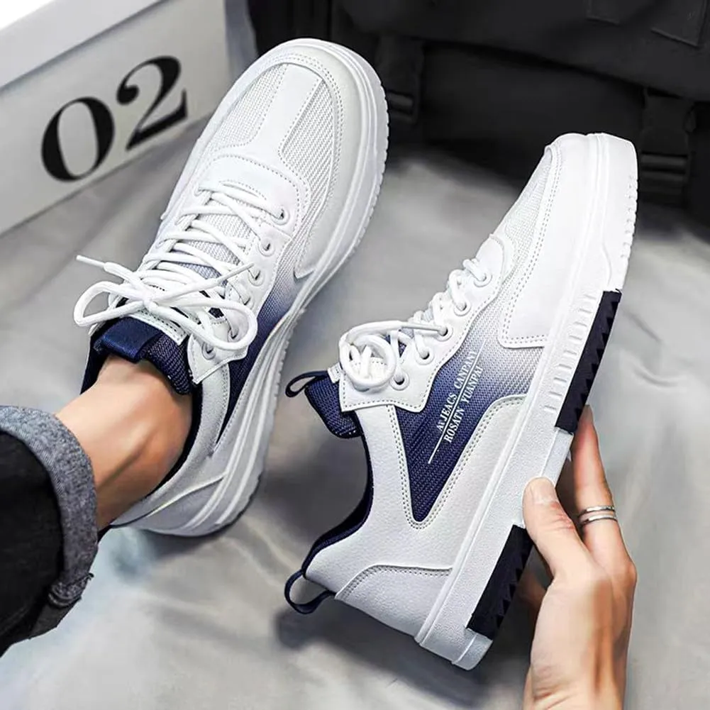 YAXE Men's Casual Comfortable High Top Lace Up Skateboard Shoes Soft Soles Anti Slip and Shock-Absorbing Walking Sneakers