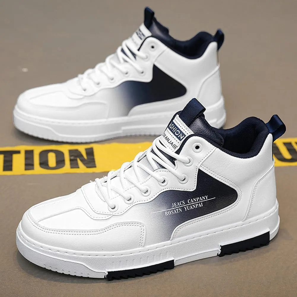 YAXE Men's Casual Comfortable High Top Lace Up Skateboard Shoes Soft Soles Anti Slip and Shock-Absorbing Walking Sneakers