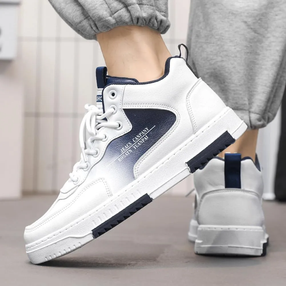 YAXE Men's Casual Comfortable High Top Lace Up Skateboard Shoes Soft Soles Anti Slip and Shock-Absorbing Walking Sneakers