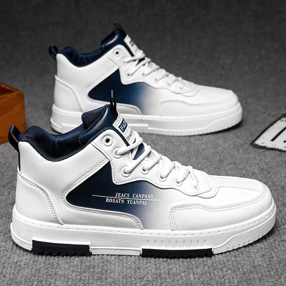 YAXE Men's Casual Comfortable High Top Lace Up Skateboard Shoes Soft Soles Anti Slip and Shock-Absorbing Walking Sneakers