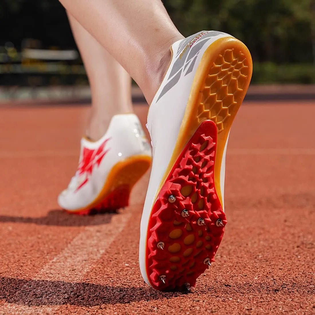 YDVXBE Mens Track Spikes Shoes Boys Professional Track and Field Shoes Running Jumping Race Athletic Sprinting Sneakers Distance Running Shoes Lightweight