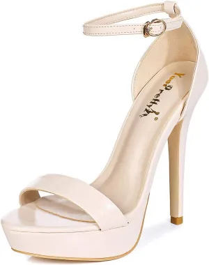 YooPrettyz Women Metallic Ankle Strap Platform High Heels Model Dress Sandals
