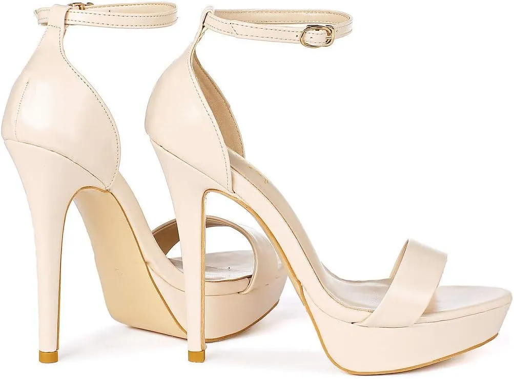 YooPrettyz Women Metallic Ankle Strap Platform High Heels Model Dress Sandals