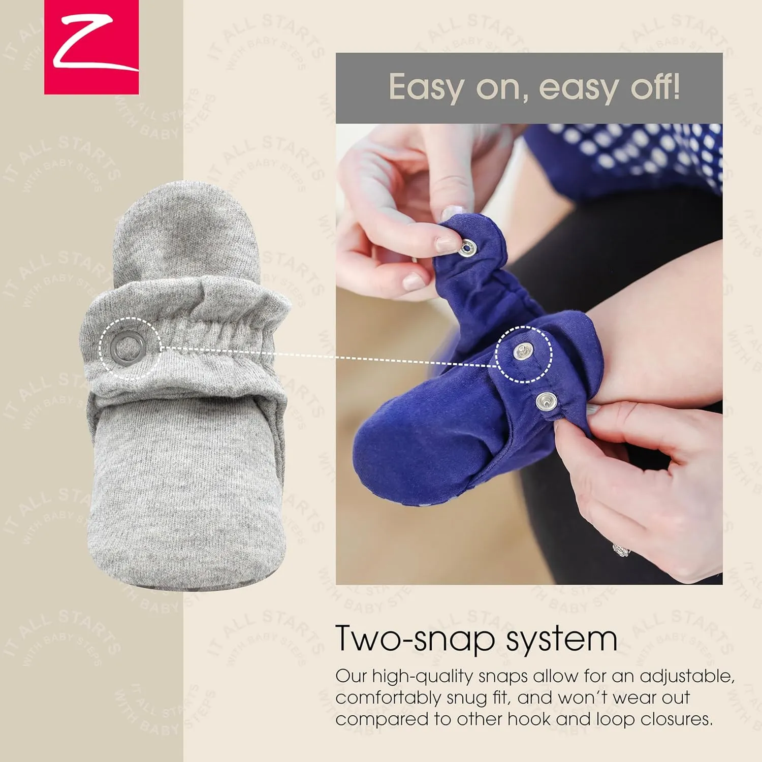 Zutano Unisex Organic Cotton Baby Booties With Gripper Soles