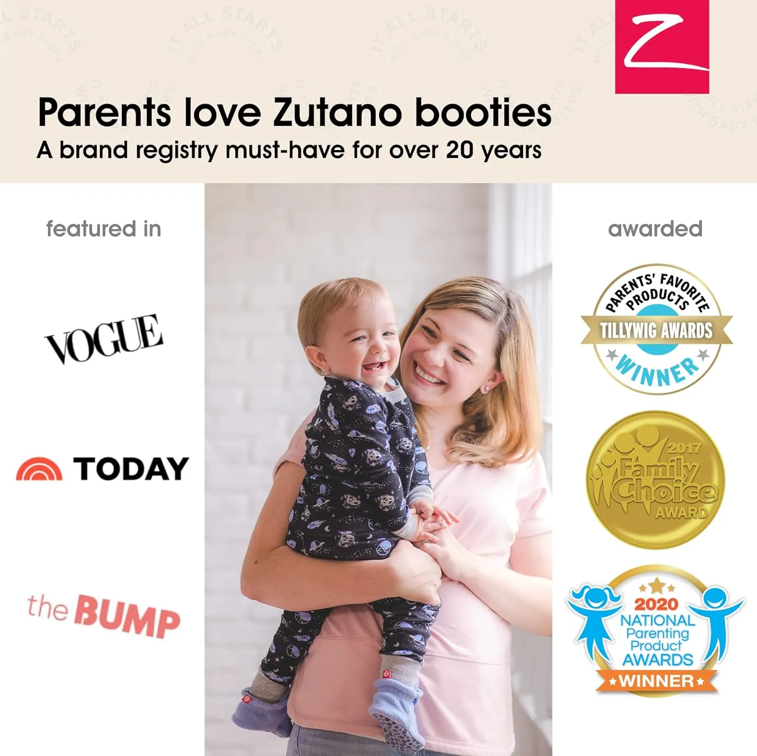 Zutano Unisex Organic Cotton Baby Booties With Gripper Soles